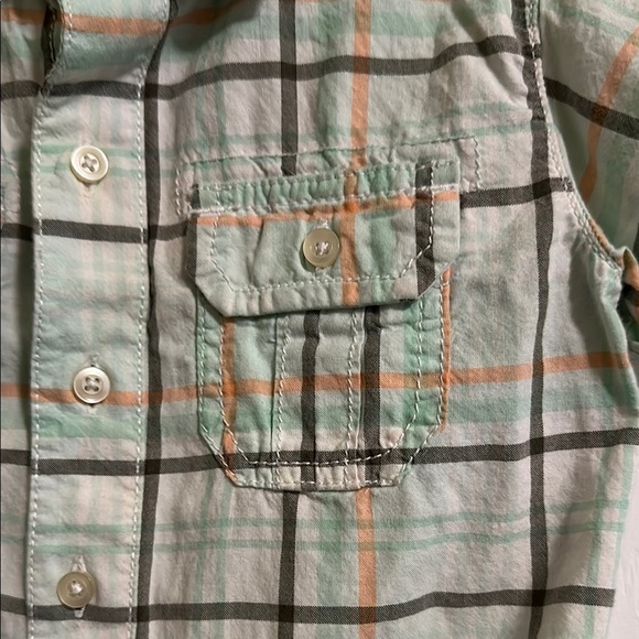Carter's Green and Orange Button Down Shirt with Short Sleeves - Picture 3 of 4